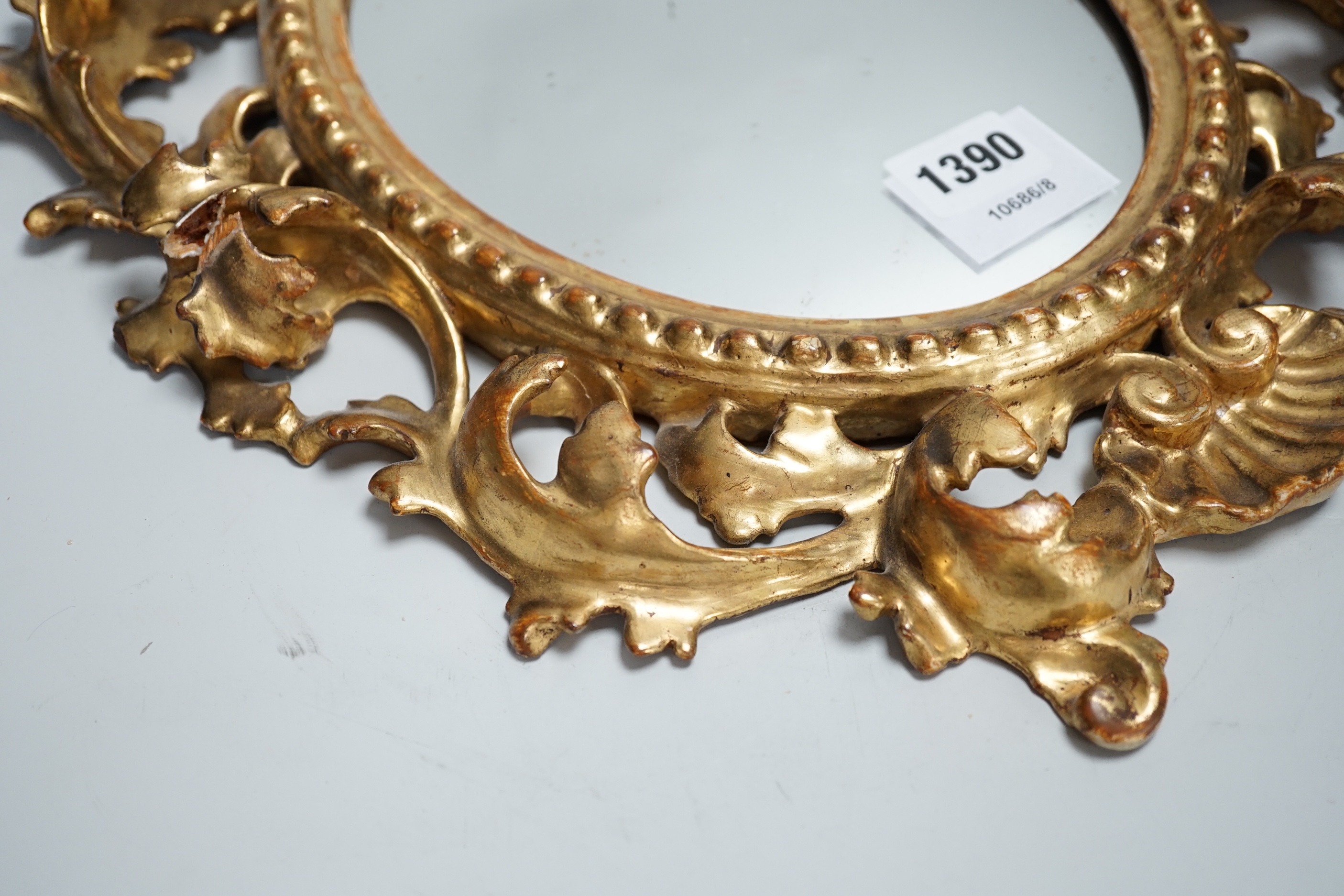 A late 19th century Florentine giltwood mirror, 43cm